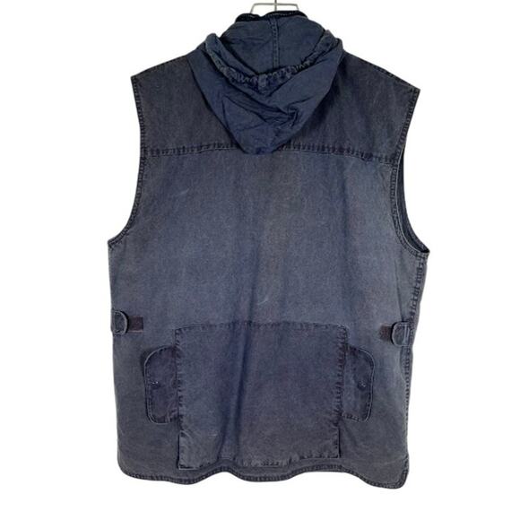 Vintage Banana Republic Women's Blue Safari Cargo Vest L Hoodie Full Zip - Picture 2 of 11